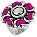 Anello In Argento Sterling 925 Placcato In Pelle, Cucito Con Fiore Fucsia - Foto miniatura 1