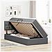 Letto con contenitore e LED Grigio scuro 90 x 190 cm Tessuto - Foto miniatura 4
