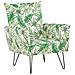 Poltrona A Motivo Floreale Bianco E Verde Ribe - Foto miniatura 1