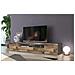 Mobile Porta Tv Salvatore, Credenza Bassa Da Soggiorno A 3 Ante, Base Porta Tv, 100% Made In Italy, Cm 200x40h37, Ardesia E Acero - Foto miniatura 1