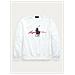 Ralph Lauren Felpa Uomo Bianca Girocollo Logo Stampato Big Pony Con Scritta Polo Ralph Lauren Polsini E Fondo A Coste Bianco Tg M - Foto miniatura 1
