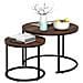 Set 2 Tavolini A Incastro Salvaspazio Noce Struttura In Metallo Nero E Piano Mdf - Foto miniatura 2