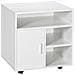 Mobiletto Porta Stampante con Ripiani Aperti e Armadietto in Legno, 60x50x65.5cm, Bianco - Foto miniatura 1