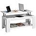 Tavolino Soggiorno Con Rialzo Contenitore Tavolo Salotto Moderno Apribile Bianco - Foto miniatura 1