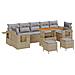Set Divano da Giardino 10 Pezzi con Cuscini Beige Rattan Poliossidico Acacia,  Set da Pranzo da Giardino 3 Pezzi con Cuscini Beige Rattan Poliossidico Acacia - Foto miniatura 1