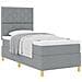 Letto con rete a molle e materasso grigio chiaro 100x200 cm tessuto - Foto miniatura 1