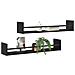 Mensole a muro 2 pcs Legno di rovere nero 80x16x14 cm Legno ingegnerizzato - Foto miniatura 3