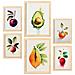 Set Di 6 Stampe Poster Di Frutta Rinfrescante, Verdura E Cibo Sano In Acquerello Su Bianco Puro A3 & A4 Telaio In Legno Chiaro - Foto miniatura 1