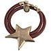 Bracciale In Pelle Dorata Con Doppia Stella Dorata - Foto miniatura 1