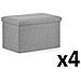 Pouf pieghevole VALORA XL con contenitore - Grigio x 4 - Foto miniatura 1
