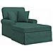 Chaise Longe con Gonna con cuscino 3 pcs Verde Scuro Tessuto - Foto miniatura 1