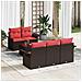 Set Divano da Giardino 6 pcs Beige e Rosso polyrattan - Foto miniatura 2