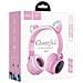 Cuffie Originale Bluetooth Stereo Cheerful W27 Cat Ear Con Led Pink - Foto miniatura 5