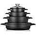 Mgk-17 Batteria Da Cucina Induzione Set Pentole 8 Pezzi Alluminio Fuso, Coperchi Vetro Nero - Foto miniatura 11