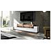 Mobile Porta Tv Teo, Credenza Bassa Da Soggiorno, Base Porta Tv, 100% Made In Italy, Cm 200x45h52, Bianco Lucido E Acero - Foto miniatura 1
