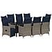 Set da pranzo da giardino  da 9 pezzi con cuscini grigio polyrattan, Tavolo da giardino  nero 200x80x73 cm vetro temperato - Foto miniatura 1