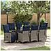 Set da pranzo da giardino  da 9 pezzi con cuscini grigio polyrattan, Tavolo da giardino  nero 200x80x73 cm vetro temperato - Foto miniatura 2