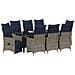 Set da pranzo da giardino  da 9 pezzi con cuscini grigio polyrattan, Tavolo da giardino  nero 200x80x73 cm vetro temperato - Foto miniatura 3