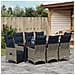 Set da pranzo da giardino  da 9 pezzi con cuscini grigio polyrattan, Tavolo da giardino  nero 200x80x73 cm vetro temperato - Foto miniatura 4
