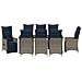 Set da pranzo da giardino  da 9 pezzi con cuscini grigio polyrattan, Tavolo da giardino  nero 200x80x73 cm vetro temperato - Foto miniatura 7