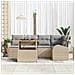 Set da pranzo giardino 6 pezzi con cuscini Polyrattan beige Acacia - Foto miniatura 3