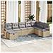 Set di divani da giardino a 8 pezzi con cuscini beige in poly rattan,  Divano da giardino a 2 posti con cuscini beige in poly rattan - Foto miniatura 2