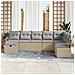 Set di divani da giardino a 8 pezzi con cuscini beige in poly rattan,  Divano da giardino a 2 posti con cuscini beige in poly rattan - Foto miniatura 3