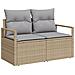 Set di divani da giardino a 8 pezzi con cuscini beige in poly rattan,  Divano da giardino a 2 posti con cuscini beige in poly rattan - Foto miniatura 4