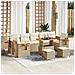 Set Divano da Giardino 10 Pezzi con Cuscini Beige Rattan Polirattan Acacia, Set da Pranzo Giardino 3 Pezzi con Cuscini Beige Rattan Polirattan Acacia - Foto miniatura 2