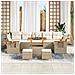 Set Divano da Giardino 10 Pezzi con Cuscini Beige Rattan Polirattan Acacia, Set da Pranzo Giardino 3 Pezzi con Cuscini Beige Rattan Polirattan Acacia - Foto miniatura 3