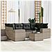 Set Divani da Giardino 7pz con Cuscini Grigio Chiaro Polyrattan - Foto miniatura 2