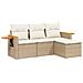 Set Divano da Giardino 4 pz con Cuscini Beige in Polyrattan - Foto miniatura 1