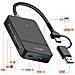 Hub 8 In 1 Lettore Schede Usb E Usb-c Funzione Carica Smartphone, Nero - Foto miniatura 3