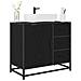 Armadio per Lavabo da Bagno Rovere nero 65 x 33 x 60 cm - Foto miniatura 3
