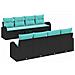 Set di divani con cuscino 9 pcs Nero e Turchese polyrattan - Foto miniatura 1