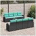Set di divani con cuscino 9 pcs Nero e Turchese polyrattan - Foto miniatura 3
