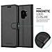 Custodia Compatibile Con Samsung Galaxy S9 In Nero Carbone - Coperchio Protettiva Con Chiusura Magnetica, Funzione Stand E Tasca Per Le Carte - Foto miniatura 3