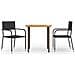 Set Mobili da Pranzo per Giardino 3 pz Polyrattan Nero - Foto miniatura 1