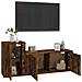 Set Mobili Porta Tv 2 Pz Rovere Fumo In Legno Multistrato - Foto miniatura 3