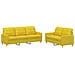Set Di Divani 2 Pz Con Cuscini Giallo Chiaro In Tessuto - Foto miniatura 2