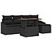 Set da Pranzo Giardino 6 Pezzi con Cuscini Rattan Polivalente Nero Acacia - Foto miniatura 1