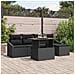 Set da Pranzo Giardino 6 Pezzi con Cuscini Rattan Polivalente Nero Acacia - Foto miniatura 2