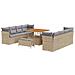 Set di Divani da Giardino 11 Pezzi con Cuscini Beige Polyrattan Acacia, Set da Pranzo da Giardino 3 Pezzi con Cuscini Beige Polyrattan Acacia - Foto miniatura 1