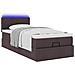 Pouf Letto con Materasso e LED Marrone Scuro 90x200 cm Tessuto - Foto miniatura 6