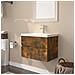 Mobile Bagno con Lavabo Integrato Rovere Fumo Legno Multistrato - Foto miniatura 2
