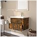 Mobile Bagno con Lavabo Integrato Rovere Fumo Legno Multistrato - Foto miniatura 4
