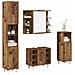 Set Mobili da Bagno 4 pz Legno Antico in Legno Multistrato - Foto miniatura 2