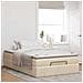 Struttura Letto Pouf con Materasso Crema 120x200 cm in Tessuto - Foto miniatura 3