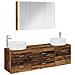 Set di mobili per il bagno 4 pcs Legno antico - Foto miniatura 1