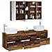 Set di mobili per il bagno 4 pcs Legno antico - Foto miniatura 3